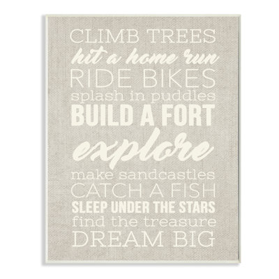 «Climb Trees Dream Big» avec plaque murale blanche