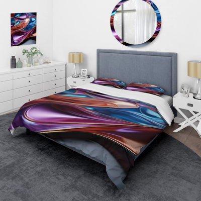 Purple And Blue Fractal Wave III - Abstract  Fractal Duvet Cover Set