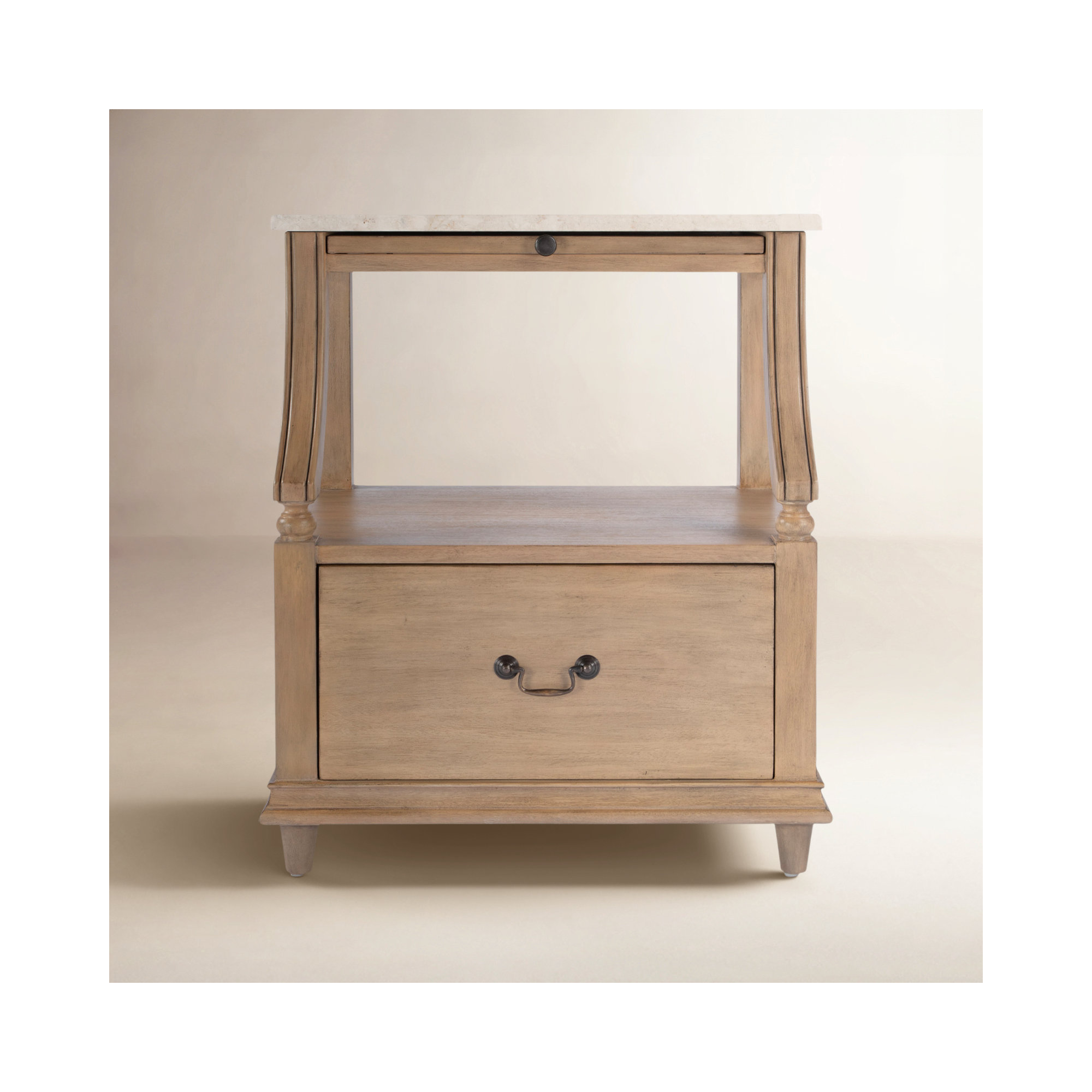 Aberdale 1 - Drawer Marble Top Nightstand, Sandalwood Beige