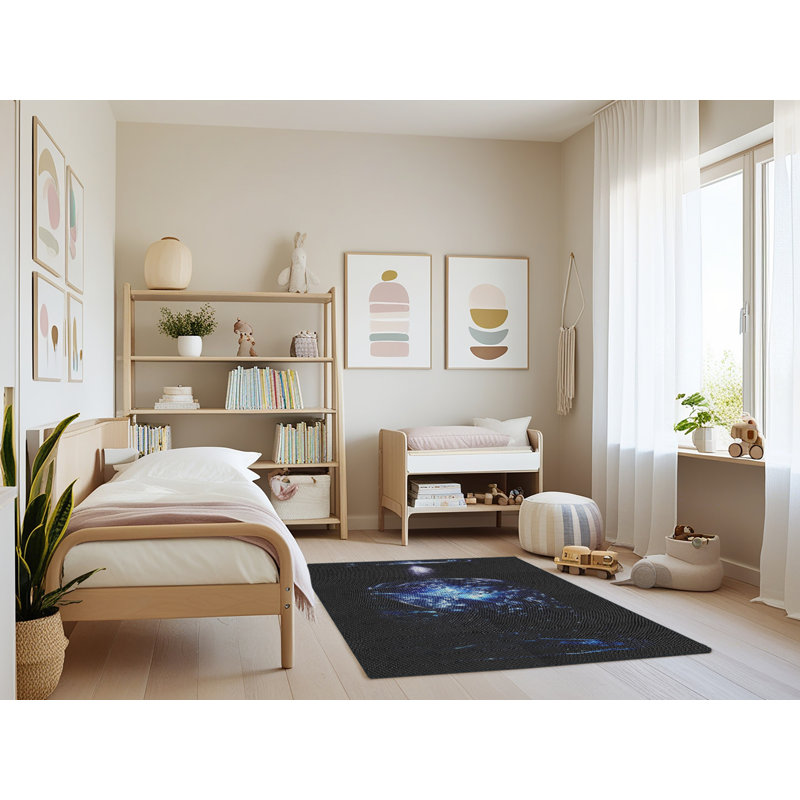Tapis de zone noire à motifs, Rectangle 3 pi x 5 pi