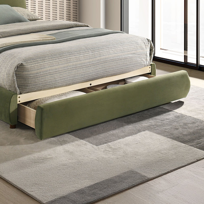 Lit rembourré de style contemporain, King, Olive Green