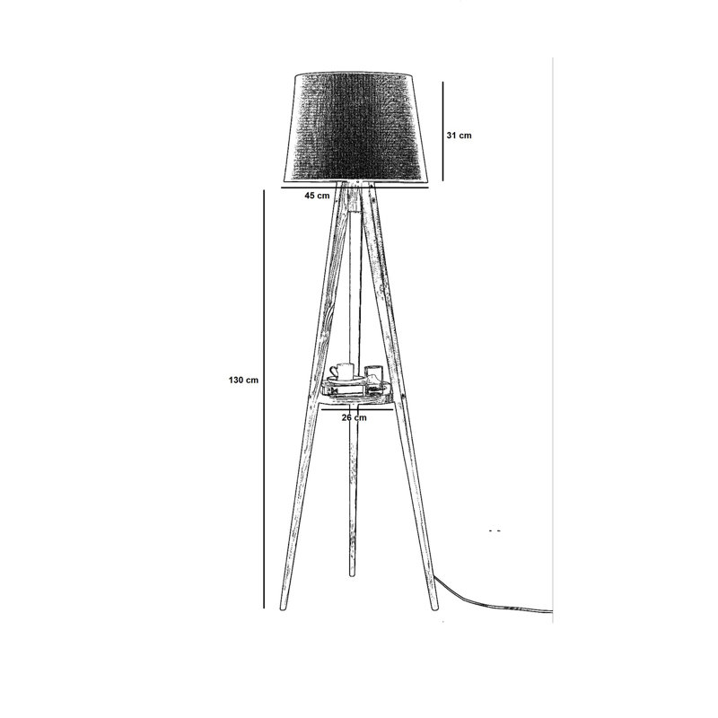 Ellison 160cm Tray Table Floor Lamp, Black, Brown