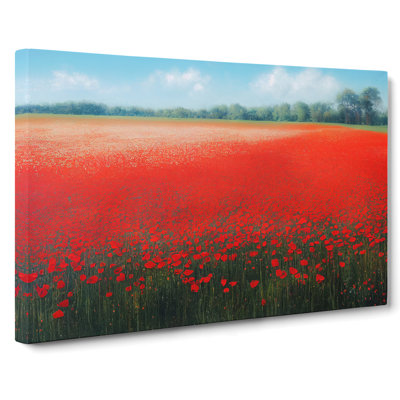 Inspirational Poppy Field Flowers - Wrapped Canvas