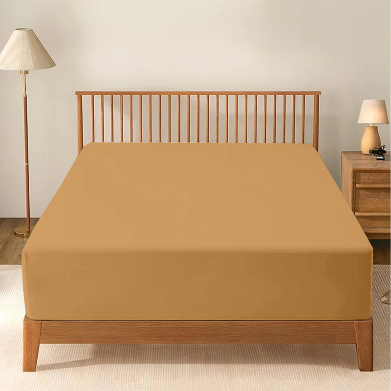Soft & Breathable Microfiber Extra Deep Fitted Sheet, Ochre, Single (3')