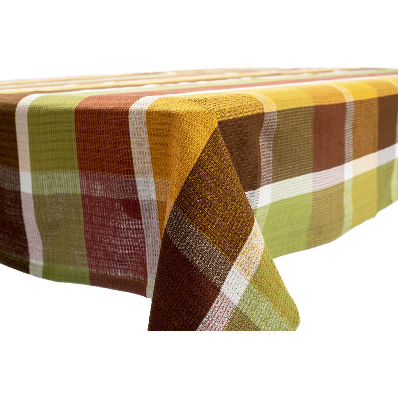 Rustic Fall Plaid Cotton Fabric Tablecloth, 60" x 102"