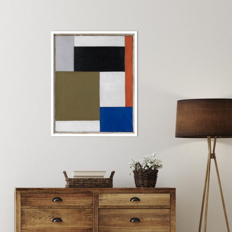Composition encadrée sur papier par Theo Van Doesburg, reproduction, H 41 po x l 33 po, Encadré par un papier blanc