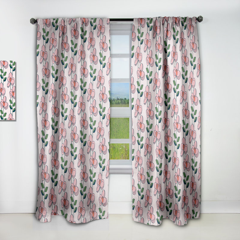 Rideau simple occultant Floral Mid-Century, L 52 po x L 84 po
