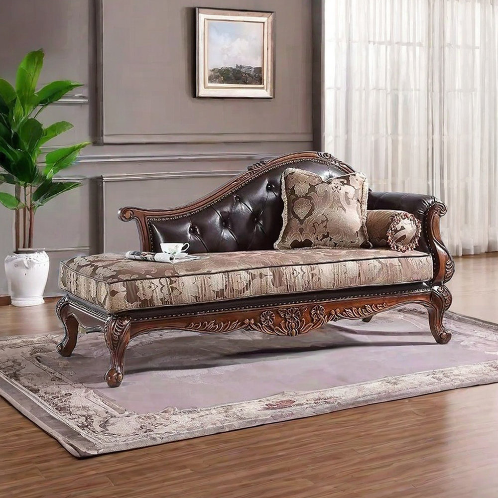HarmonyFurns Carved Design Wood Frame Indoor Chaise Lounges Wayfair