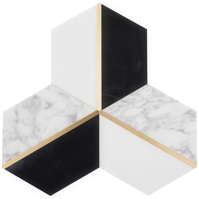 Decade Polished Marble And Brass Mosaic