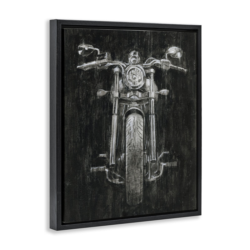 Art mural sur toile flottant foncé de moto rustique foncé, design par Ethan Harper, H 21 po x l 17 po