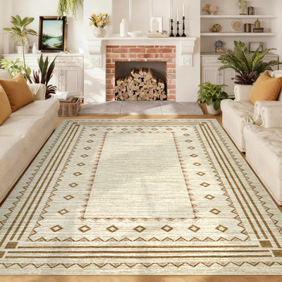 Tapis géométrique lavable à la machine à motif géométrique à motif de losanges, tapis antidérapant antidérapant pour salon et chambre à coucher