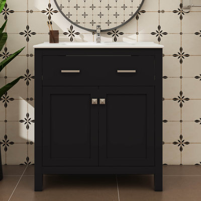 Meuble-lavabo de 30 po avec lavabo intégré et tiroir inclinable