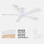 Ventilateur de plafond encastré blanc mat moderne 46 po avec DEL intégrées, télécommande et 5 pales deux tons-492049056-492049059