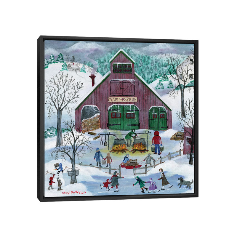 Le sirop d’érable enneigé et les patineurs glacés par Cheryl Bartley-impression d’art graphique, H 18 po x l 18 po x 1,5 po