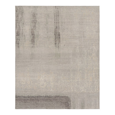 Rug & Kilim's Modern Distressed Abstract Rug In Beige, Gray And Blue Tones
