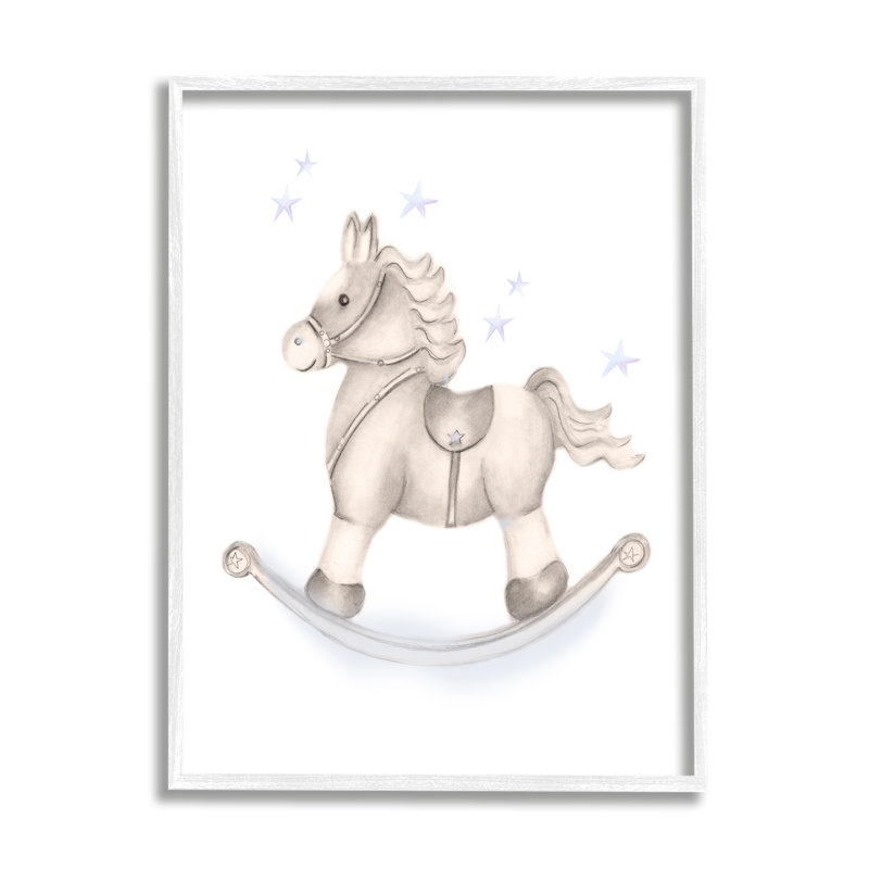 Art texturé giclée Gentle Horse, H 20 po x l 16 po x P 1,5 po, Giclée encadrée blanc bord de mer
