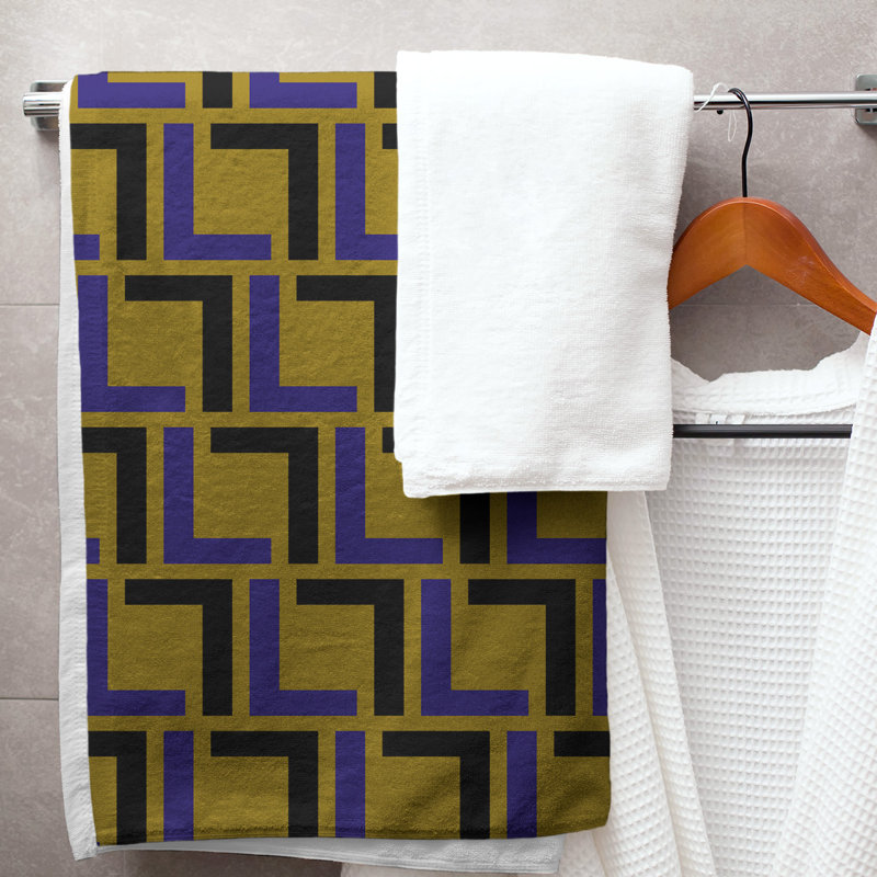 Serviette de bain, Or métallique / mauve / noir