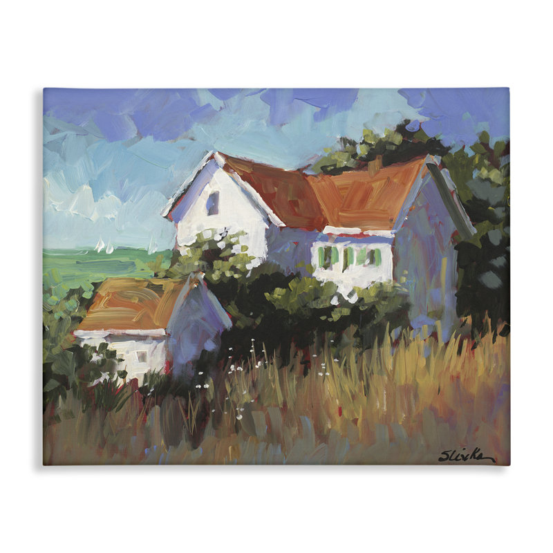 Art mural sur toile Seaside House with Ocean View, design par JANE SLIVKA, H 16 po x l 20 po