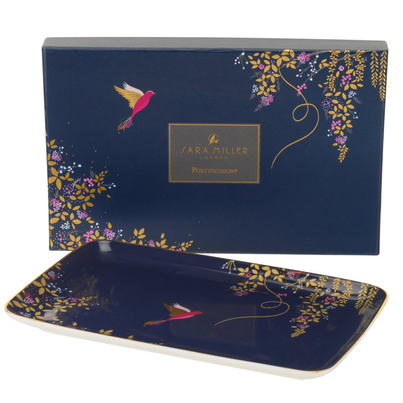 Sara Miller Chelsea Portmeirion Sm Chelsea Collection Trinket Tray 7.4" Navy