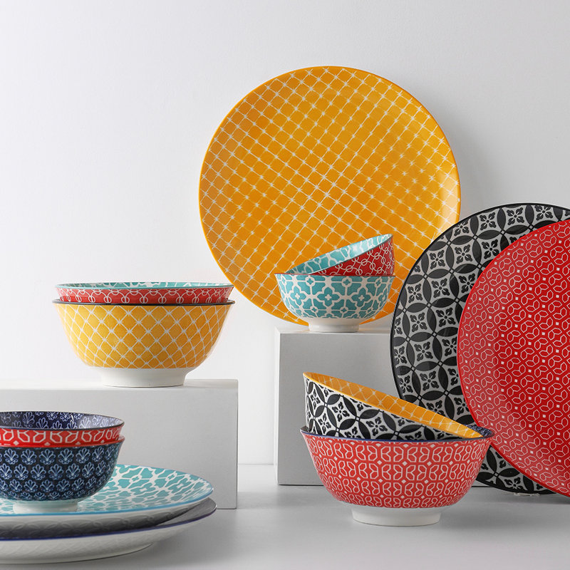 Ensemble de 6 assiettes colorées de 10 pouces de style américain