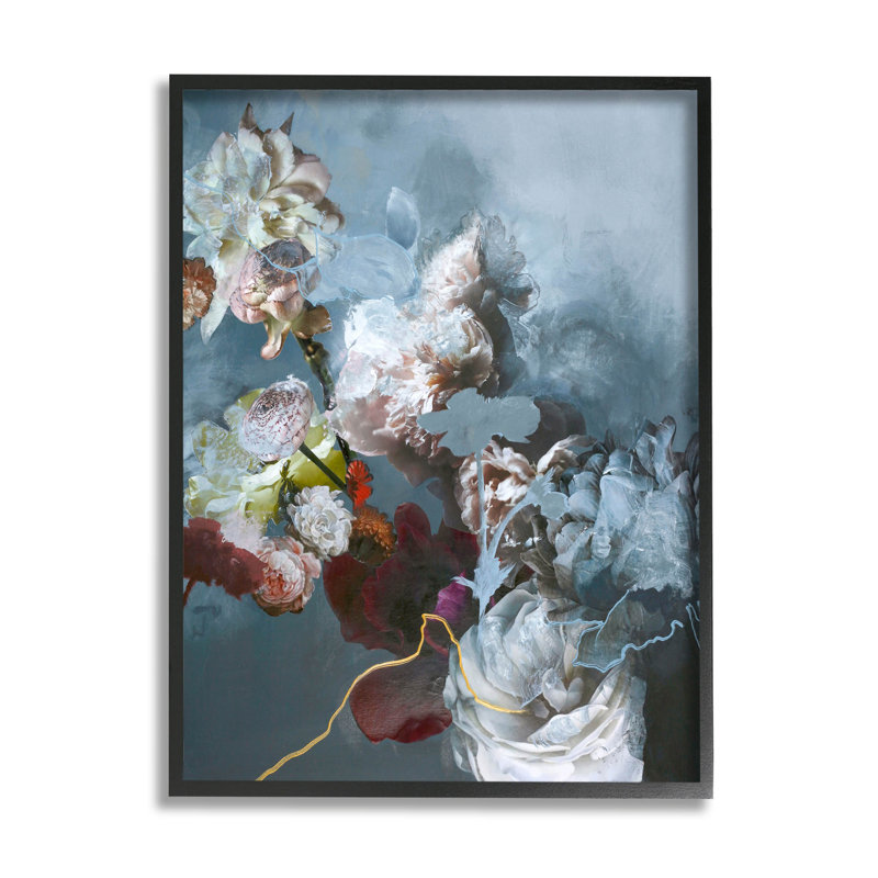 Blooming Contemporary Florals, art de la giclée par Design Fabrikken, Giclée encadrée noir minuit