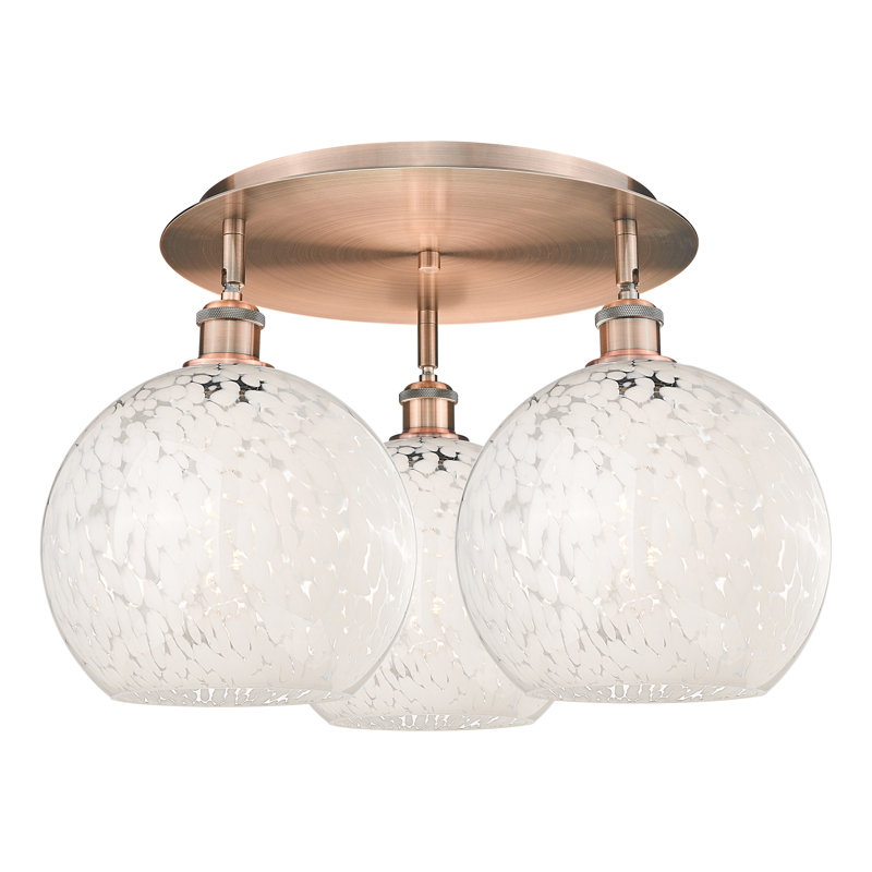 Plafonnier semi-encastré en verre Berfield, Cuivre antique