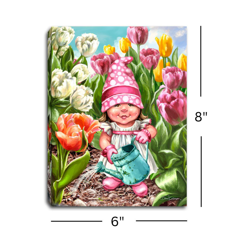 Tulip Gnome 8x6 Mini Lighted Easel Back Canvas