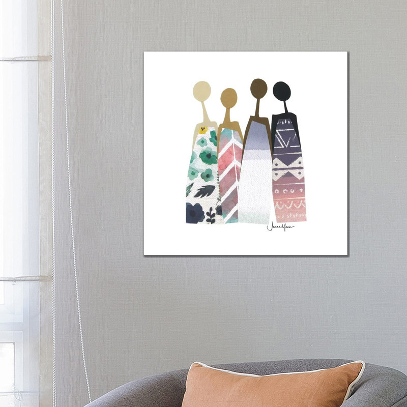 Friends In Pastel by LouLouArtStudio - Print on Canvas, 66.04cm H x 66.04cm W x 1.91cm D, Wrapped Canvas