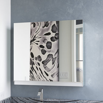 Uplift Series Recessed Frameless Medicine Cabinet with 6 Adjustable Shelves and LED Lighting