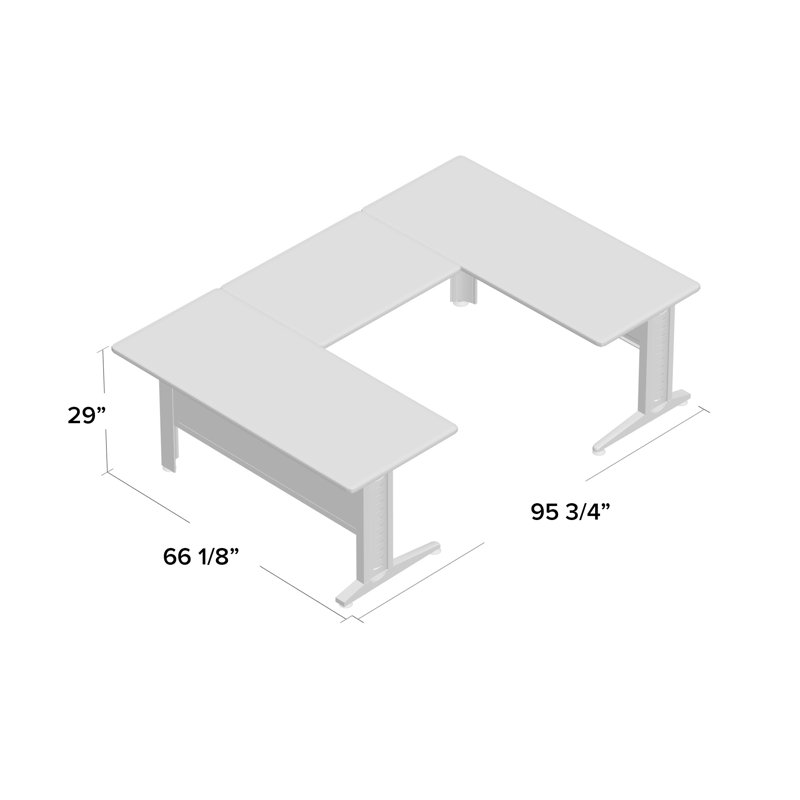 Nevjana Fusion U Shape Desk Shell, Gray, 29" H x 66" W x 102" D, 48"