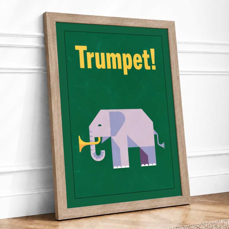 Elephant's Trumpet Geometric - Framed Print, A2 - 59.4 x 42.0 cm, Oak