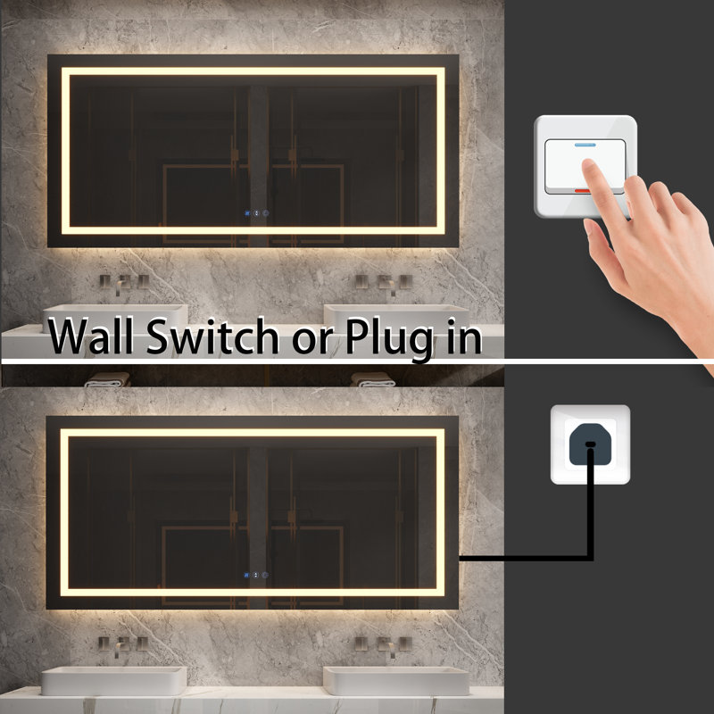 Oversized Frameless LED Bathroom Vanity Mirror with Anti-Fog Feature