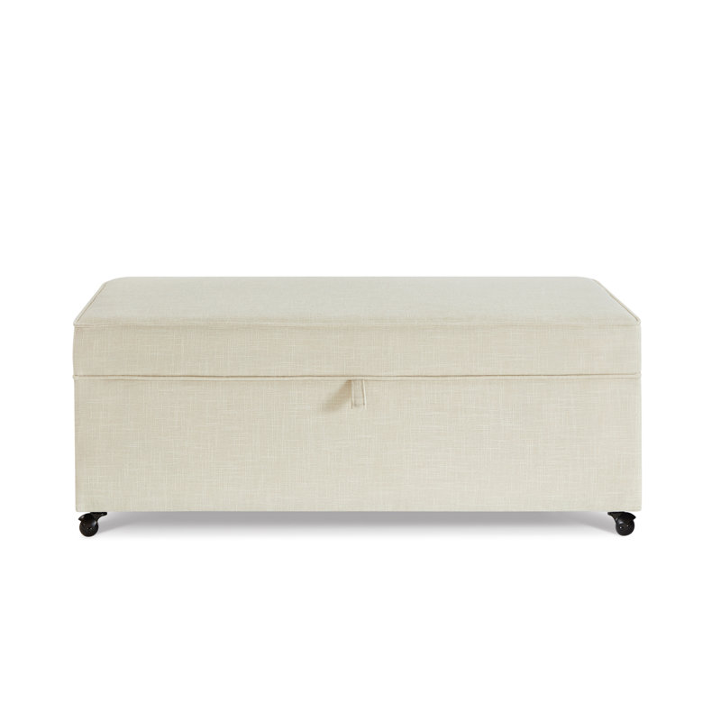 Modern Comfort Sofa Ottoman With Storage, Modular Sectional Storage Ottoman With Wheels, Ivory