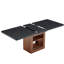 Table de salle à manger extensible avec rangement, 150 à 180 cm, table rectangulaire noire coulissante, structure en noyer, capacité de 4 à 8 personnes, structure télescopique, extension fluide, largeur de 80 cm, hauteur de 76 cm, bicolore