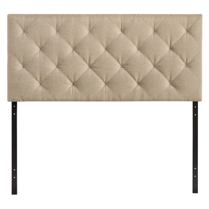 Tête de lit en tissu Theodore, Mélange de polyester beige, Simple