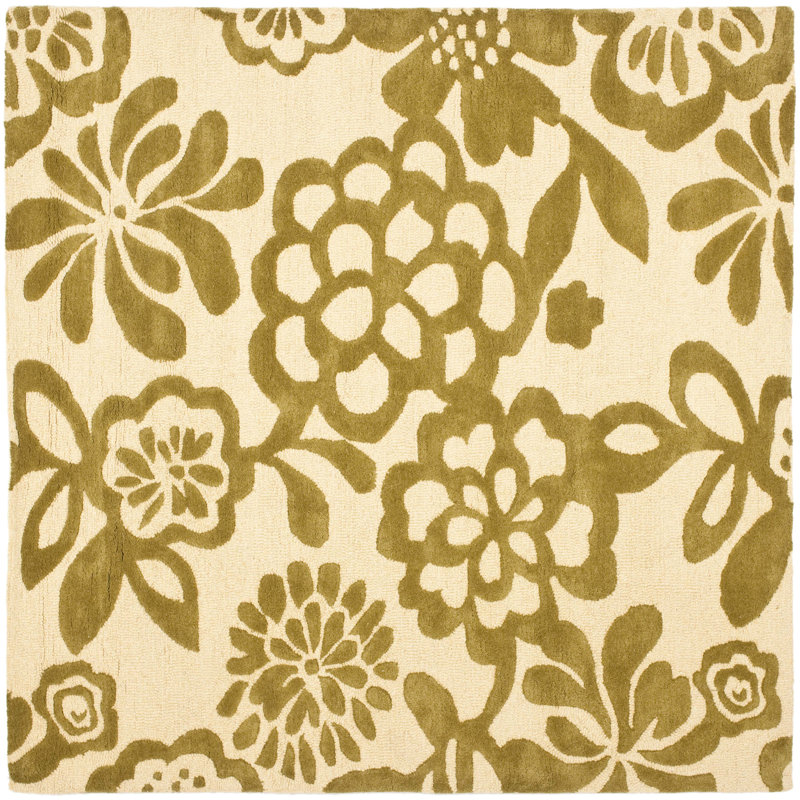 Tapis beige en laine touffeté à la main Chanler, Carré 6 pi