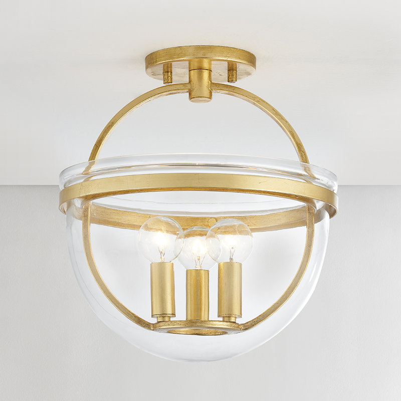 MALLOY 3 LIGHT LANTERN, Vintage Gold Leaf