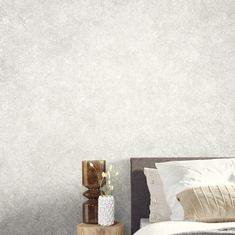 Air Collection Clay Textured Wallpaper Roll, Silver