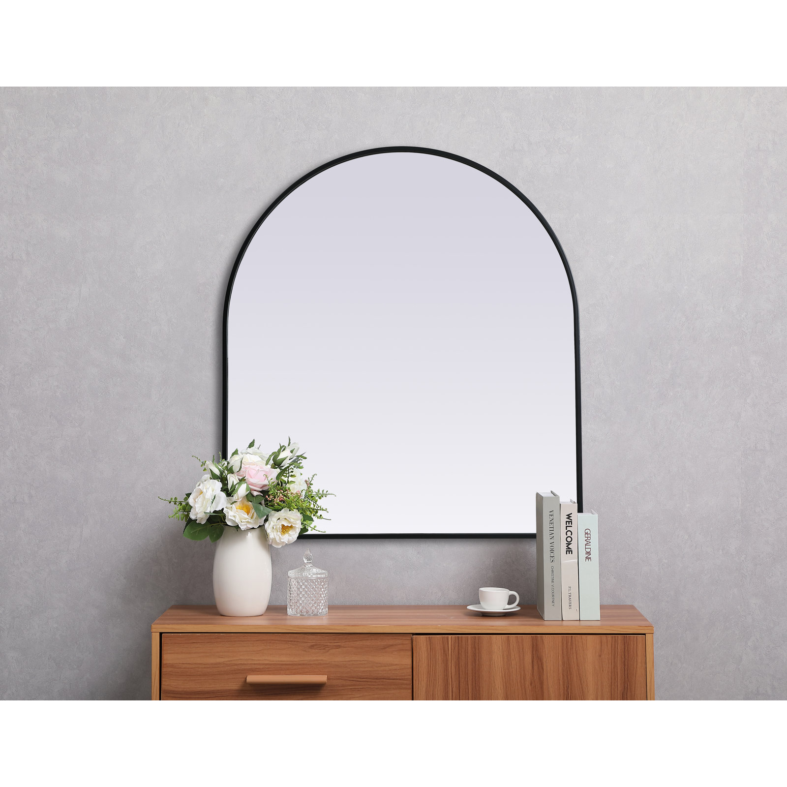 Sabine Metal Arch Wall Mirror, Black, 36" x 33"