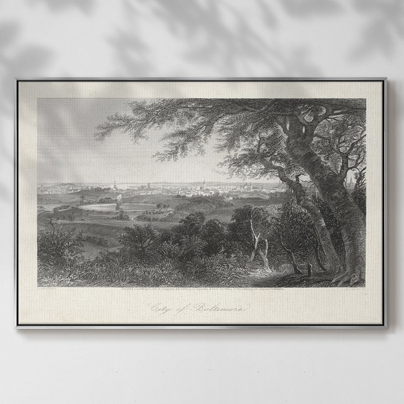 City of Baltimore, toile tendue avec châssis, H 25 po x l 37 po x P 2 po, Argent