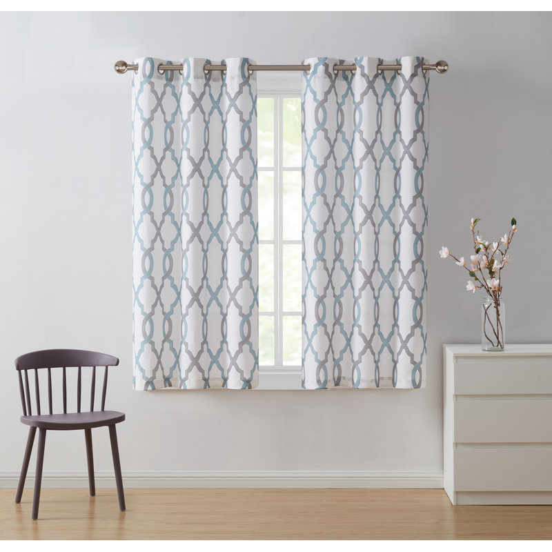 Paire de rideaux semi-transparents avec œillets , Aigue-marine, l 38 po x L 84 po
