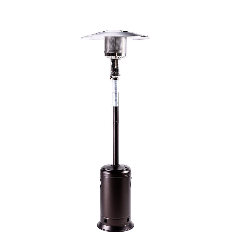 47,000 Outdoor Patio Propane Heater, Portable Wheels 88-Inch Standing Gas, Stainless Steel Burner For Garden, Yard, Party, Restaurant - Hammered Black Gas 47000 88 Inch Propane, Restaurant, Party