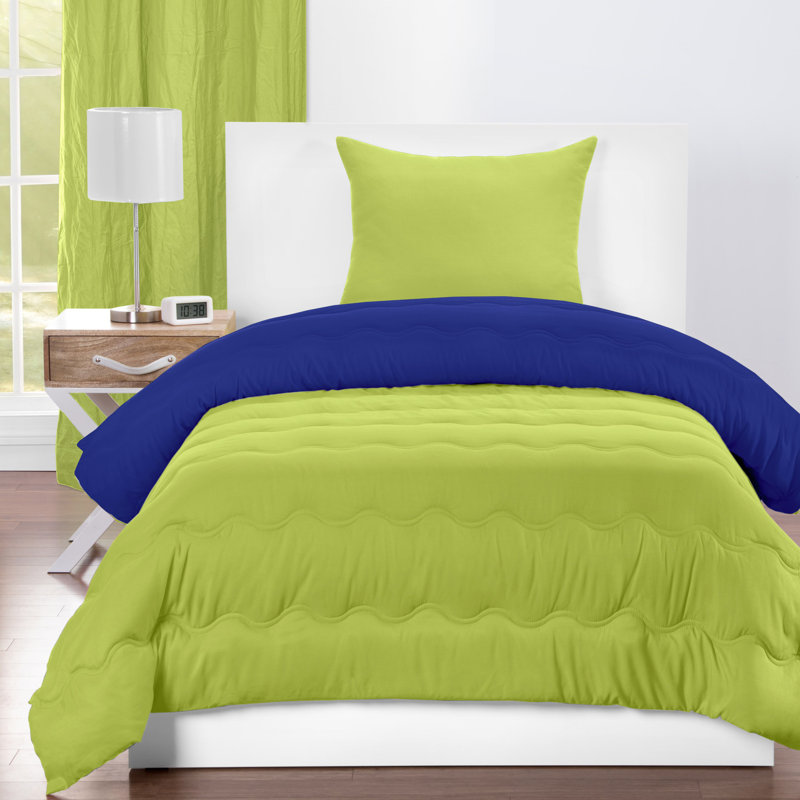 Lil Sis Reversible Comforters Modern & Contemporary No Comforter, Twin Comforter + 1 Standard Sham, Lime