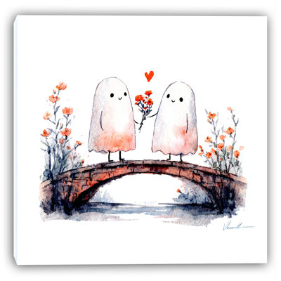 Romantic Ghost Pair Wrapped Canvas Wall Art