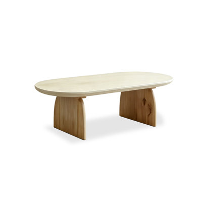 Creamy white Solid Wood Oval Coffee Table