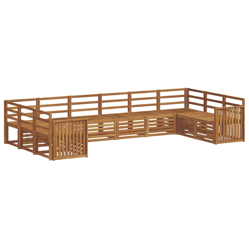 363 cm W Solid Wood Patio Corner Sofa Set
