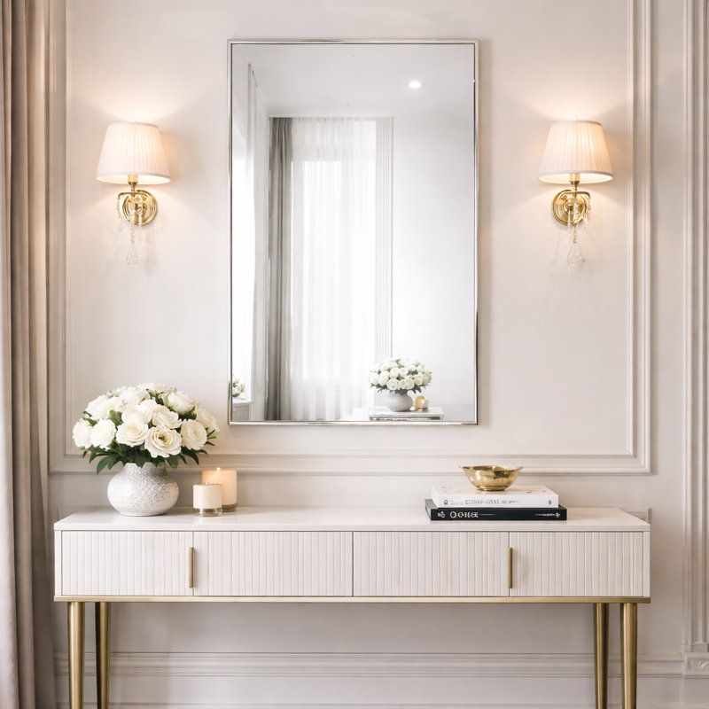 Mair Metal Flat Mirror, Brush Nickel