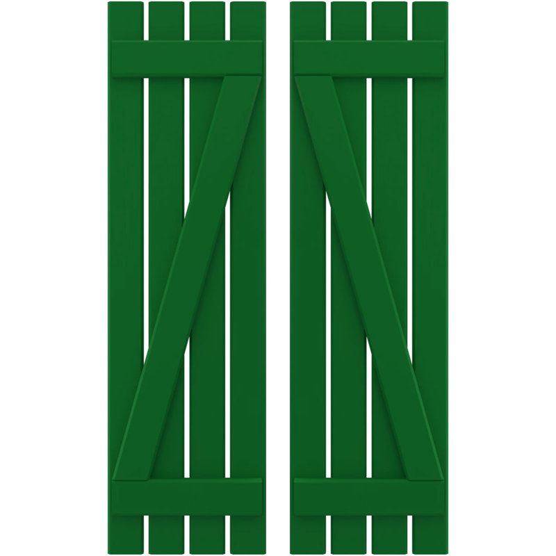 Volets de planche-n-lattes avec barre en Z (par paire) Americraft (2 lattes), Vert Guignet, 15 1/2", 40"