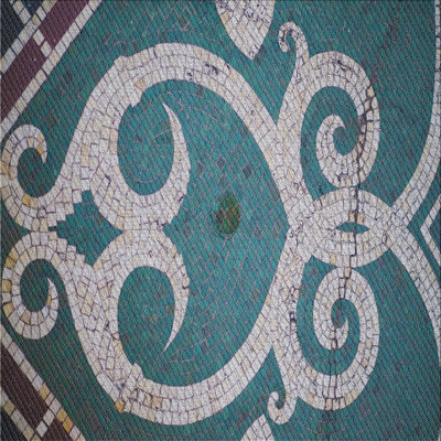 Tapis bleu aqua/blanc à motifs