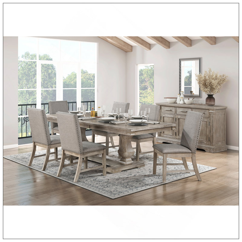 Ensemble de 2 chaises d'appoint avec dossier rembourré, garniture cloutée et finition gris brun pour un mobilier de salle à manger élégant
